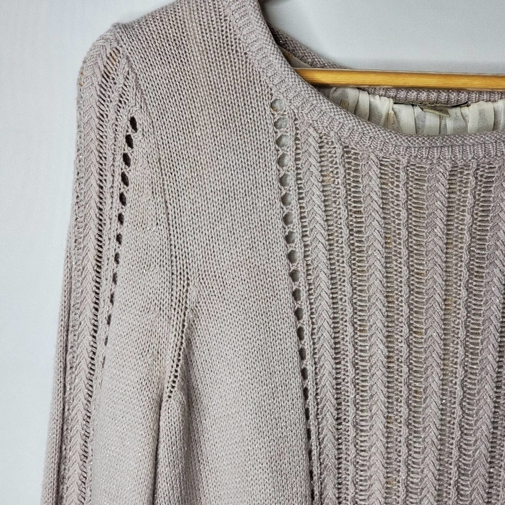 Lucky Brand Split Back Layered Sweater Beige Size… - image 5